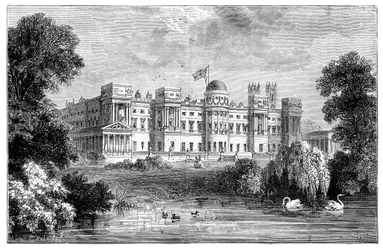 Předzahrádka Buckinghamského paláce, Londýn, 1900