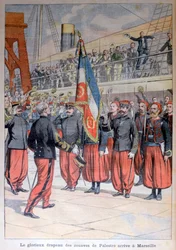 Slavná vlajka zouaves z Palestra dorazí do Marseille v roce 1903