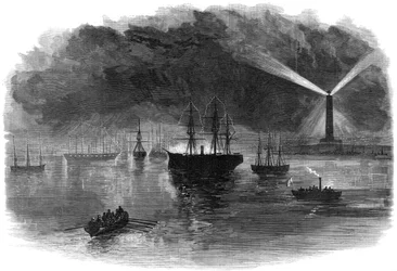 Osvětlení Port Saidu během otevření Suezského průplavu, Egypt, 1869