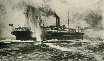 Potopení SS Arabic, první světová válka, 19. srpna 1915, c1920.