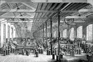 Spinning room v Shadwell rope funguje, c1880