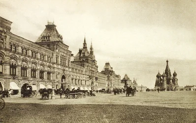 Horní obchodní řady na Rudém náměstí, Moskva, Rusko, 1910