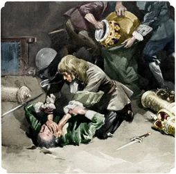 Thomas Blood se pokouší ukrást korunovační klenoty z Tower of London v roce 1671, 1937