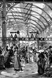 Vstupenková bariéra na nádraží Philadelphia, Pennsylvania, USA, 1890