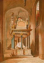 Hrob královny Alžběty. - Westminsterské opatství, c1845, 1864