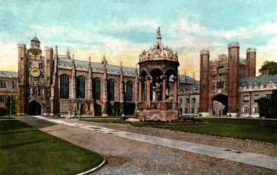 Fontána Trinity College, Cambridge, Cambridgeshire, konec 19. století