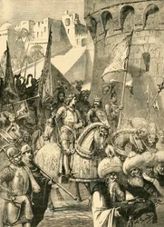 Triumfální vstup Richarda I. a Philipa Augusta do Akkonu, 1191, 1890.