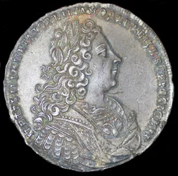 ruský car Petr II. Stříbrný rubl z roku 1728, 1728