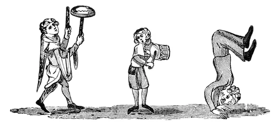 Tumbling s hudebníky, 14. století, 1833