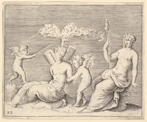 Dvě ženy a dva Cupidové, publikoval ca. 1599-1622.