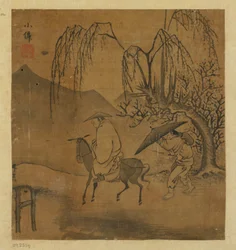 Dva cestovatelé v dešti, možná dynastie Ming, 1368-1644.