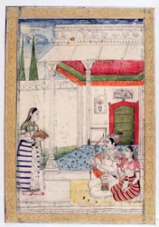 Vibhasa Ragini, album Ragamala, škola Rádžasthánu, 19. století