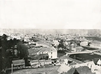 Pohled z Milton Road, Napier, Nový Zéland, 1895.