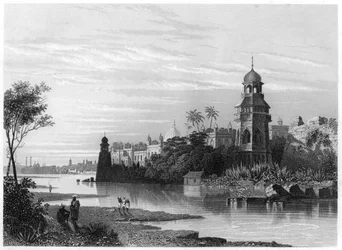 Pohled na Dillí od řeky ukazující královský palác, c1860