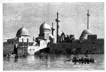 Pohled na Mosul od řeky Tigris, Irák, c1890