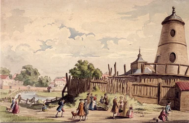 Pohled na New River Head, Finsbury, Londýn, c1750
