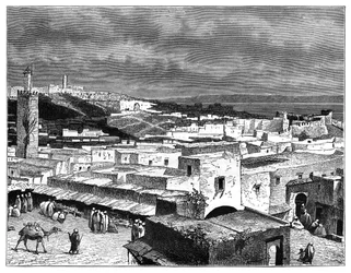 Pohled na Tanger, Maroko, z pevniny, c1890