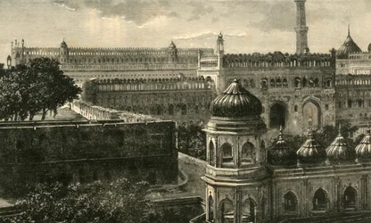 Pohled na Velkou Imambaru, Lucknow, 1890.