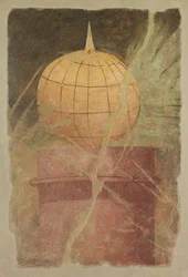 Fragment nástěnné malby z peristylu vily P. Fannia Synistor..., ca. 50-40 před naším letopočtem