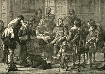 Valdštejn a Tilly pořádají válečnou radu, 1626, 1890.