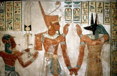 Nástěnná malba z hrobky syna Ramesese III., Údolí královen, Luxor, Egypt, c12. století před naším letopočtem