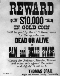 Hledaný plakát pro psance Sam a Belle Starr, c1880-1886 1954