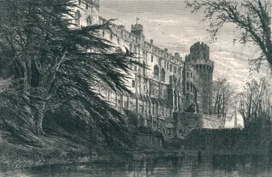 Hrad Warwick ze západu, c19. století