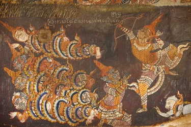Wat Bo, Siem Reap Nástěnná malba Ramayana, Siem Reap, Kambodža