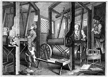 Weaving at Spitalfields, Londýn, 1747 1894