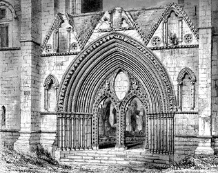 Západní vchod katedrály Elgin, Elgin, Moray, Skotsko, 1908-1909