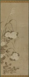 Bílé chryzantémy a trávy, období Edo, 1615-1868.