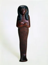 Dřevěná figurka ushabti z Mutry, starověký Egypt, 16. nebo 15. století před naším letopočtem