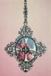 Odznak Řádu svaté Kateřiny, stříbrný osazený briliantovými broušenými diamanty a smaltovanou miniaturou, 1770-80