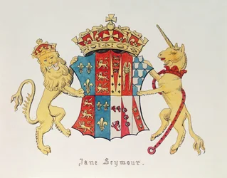 Erb Jane Seymourové (asi 1509-37), třetí manželky anglického krále Jindřicha VIII. (1491-1547) (tisk)