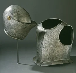 Helma a brnění, cca 1620 (ocel)