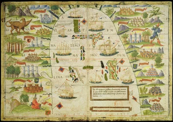 Mapa Čínského moře, z faksimile Millerova atlasu od Pedra a Jorge Reinela a Lopa Homema, vytvořeného v roce 1519