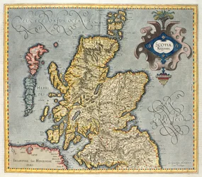 Mapa Skotského království, 17. století, Scotia Regnum, ovlivněná Mercatorovým atlasem