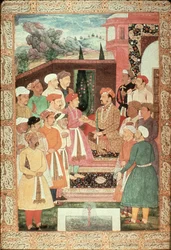 Parviz přijímá své publikum, škola Jahangir, Mughal