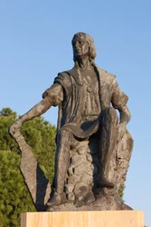 Socha Kryštofa Kolumba v klášteře La Rabida, provincie Huelva, Andalusie, jižní Španělsko.