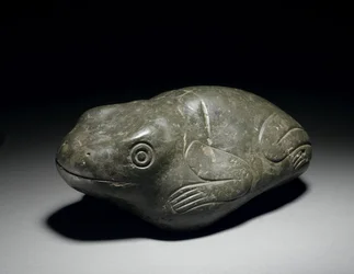 Vzácná aztécká kamenná žába, cca 1200-1521