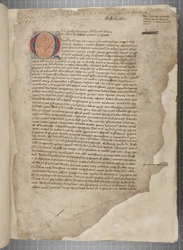 Přepis filozofických děl Marca Tullia Cicera ve třech rukou, zdánlivě převzatý z vydání romana z roku 1471, s margináliemi v ruce Archibalda Whitelawa a dalších, kolem roku 1480 (inkoust na pergamenu)