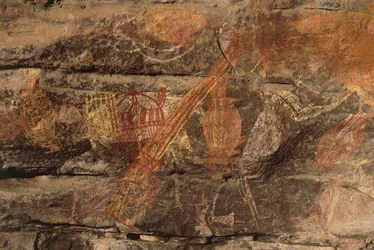 Austrálie, Severní teritorium, Arnhemská země, Národní park Kakadu, Obiri Rock, domorodé skalní malby