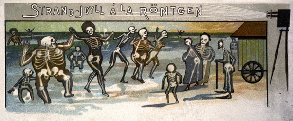 Plážová idyla u Rontgenu, kolem roku 1900 (ilustrace)