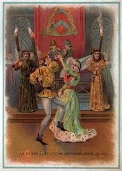 Tanec s pochodní. (litho, cca 1900)