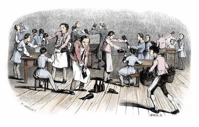Debut komiksu: rytina z knihy "Nouveaux voyages en zig-zag" od Rodolpha Topffera (1799-1846)