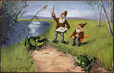 Trpaslíci a žáby, asi 1910 (Pohlednice)