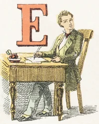 E - Writer - Childish Alphabet, Editions Gordinne 1920 (rytina)