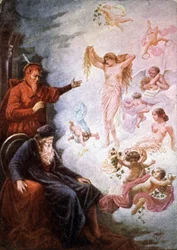 Faust a Mefistofeles, počátek 20. století (pohlednice)