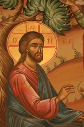 Řecká ortodoxní ikona zobrazující Ježíše v Olivové zahradě Thessaloniki Řecko
