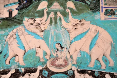 Indie, Rádžasthán, Bandi: Palác Chitra Shala Fresco (8. a 8. století) (fotografie)